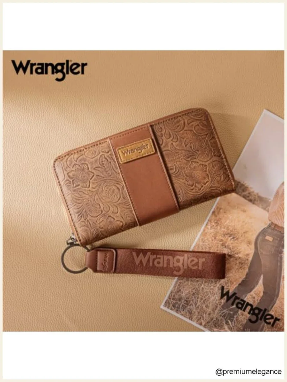 Faux Leather RFID Blocking Zip Around Clutch Wallet with Keychain